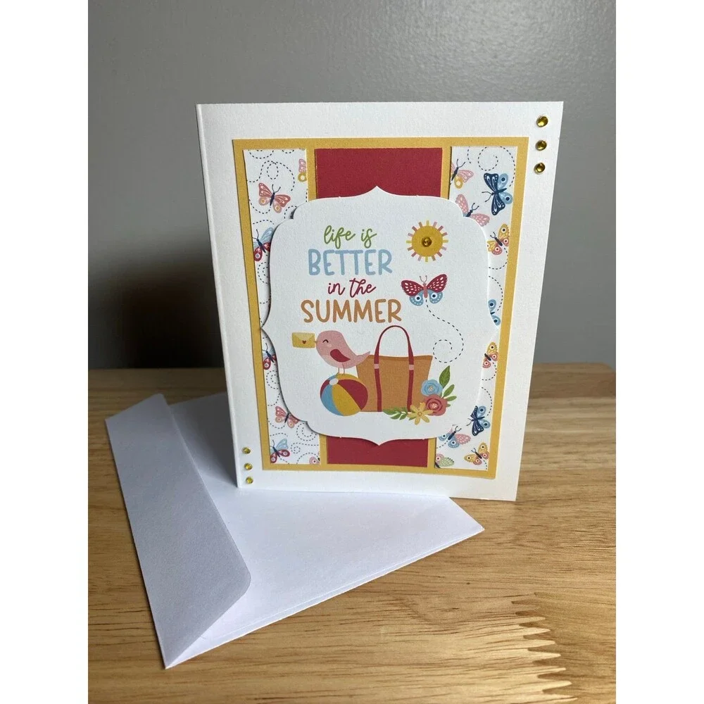 Handmade Summer Blank Greeting Card A2 & Envelope